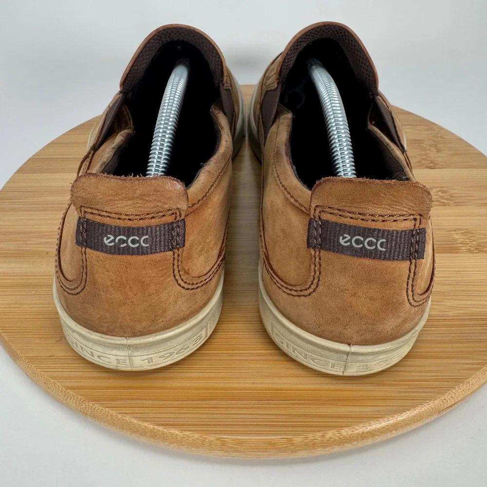 ECCO Kyle Perforated Slip On Sneakers Mens 12 Brown Leather Loafers 535884-02112